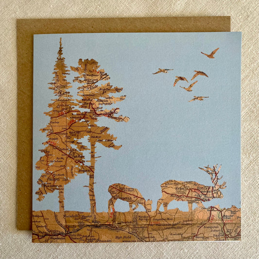 Eyam Deer and Winter Trees Greeting Card